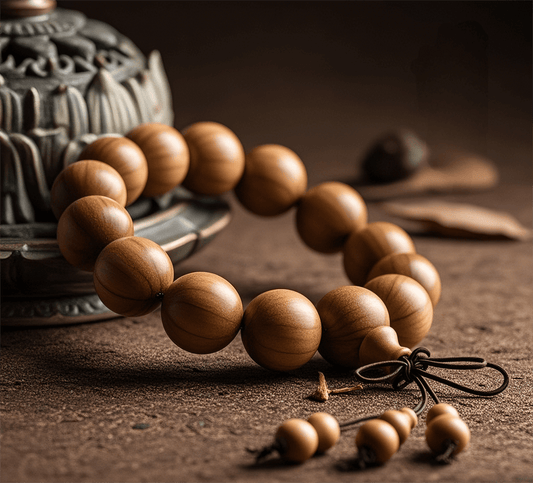 Feng Shui Round Peach Wood Bracelet. - Fortunechange
