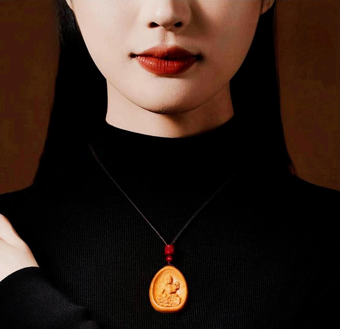 Feng Shui Peach Wood Necklace. - Fortunechange