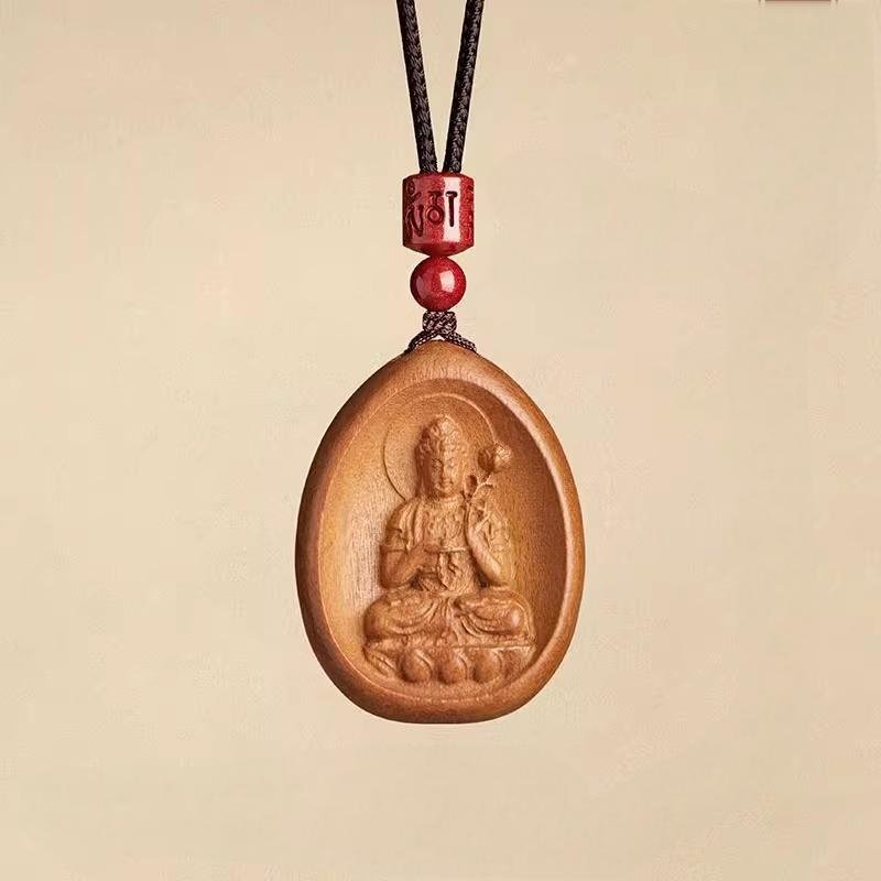 Feng Shui Peach Wood Necklace. - Fortunechange